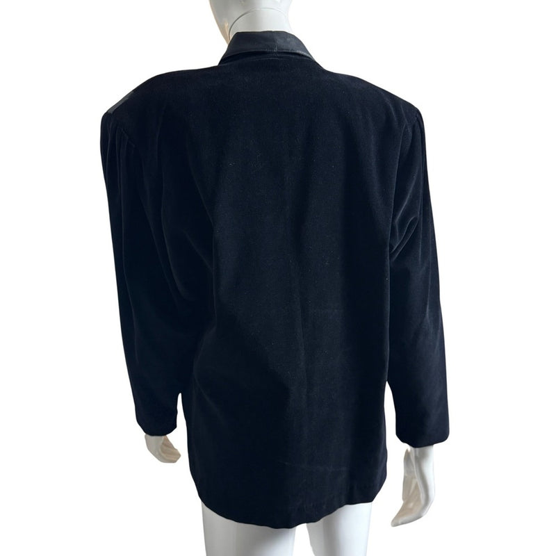 80s Indie Sleeze Black Blazer w Velvet & Faux Leather