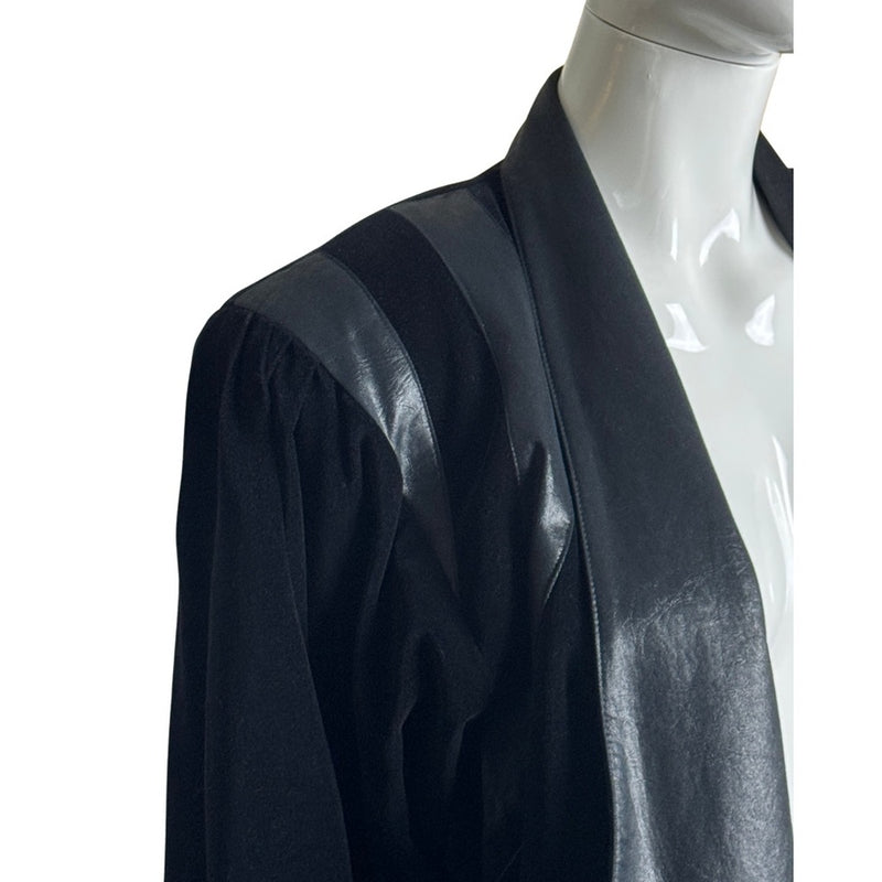 80s Indie Sleeze Black Blazer w Velvet & Faux Leather