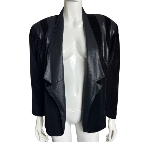 80s Indie Sleeze Black Blazer w Velvet & Faux Leather