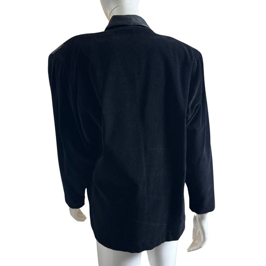 80s Indie Sleeze Black Blazer w Velvet & Faux Leather