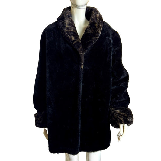 80s Faux Fur Black Luxe Coat