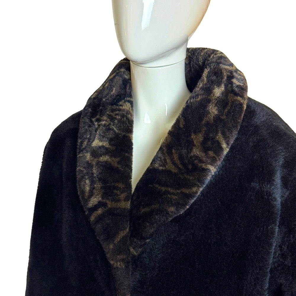 80s Faux Fur Black Luxe Coat